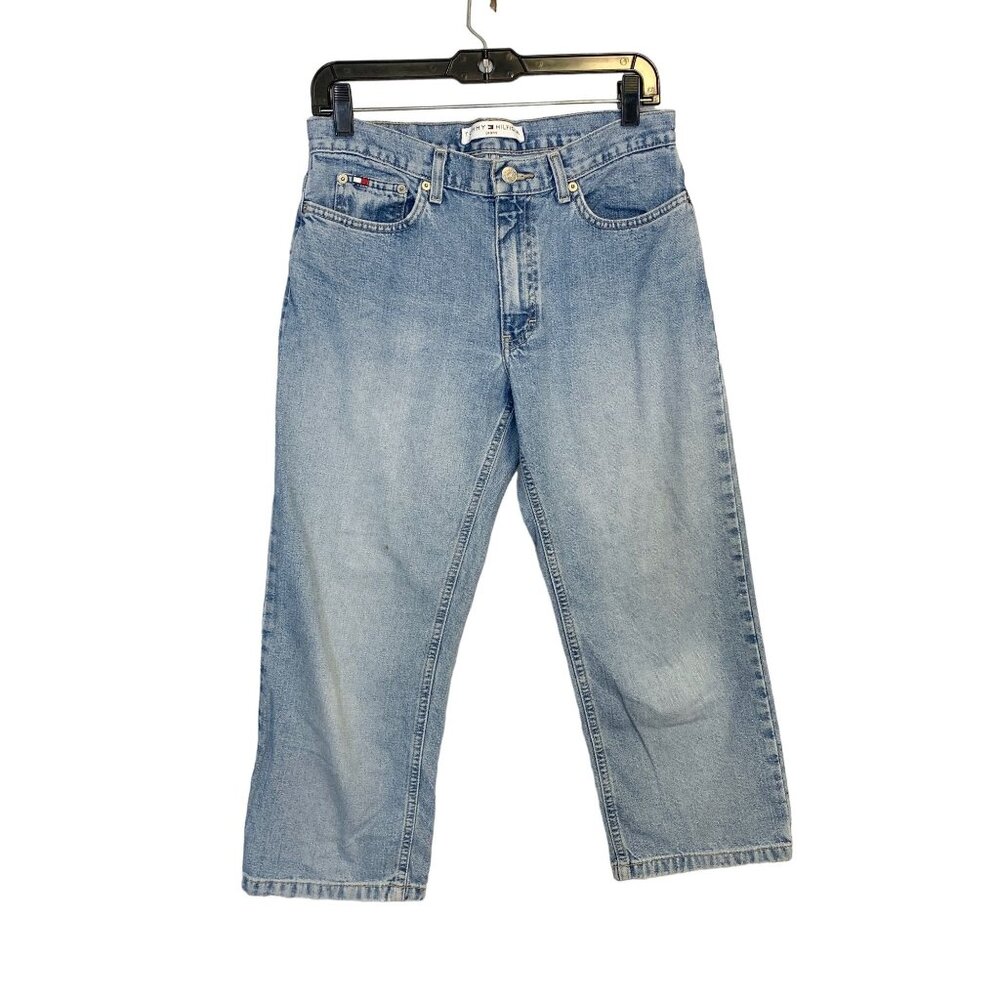 Vtg. Tommy Hilfiger Women's Mid Rise Cropped Boyfriend 25" Blue Denim Jeans Sz 6